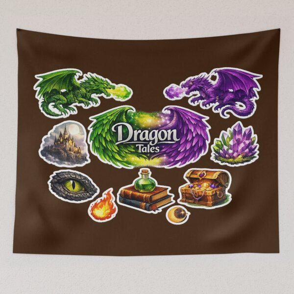 Item preview, Dragon Tales Sticker Set — Fantasy Dragons, Magic & Adventure Art designed and sold by Yasmine Mohammed.