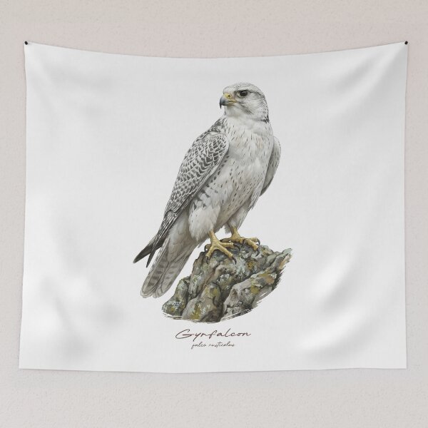 Item preview, White Falcon on Mossy Rock  designed and sold by Takeda-art.