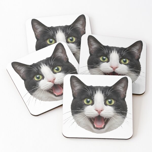 Item preview, Happy Tuxedo Cat – Super Excited Tuxie Kitten Face designed and sold by Happy_Animal.
