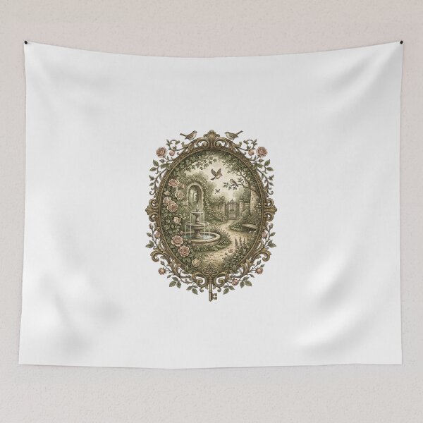 Item preview, Secret Garden Vintage Fountain Frame Art designed and sold by Fenay Designs.