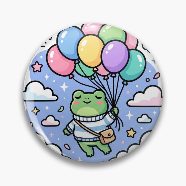 Item preview, Dreamy Balloon Frog – Cute Floating Sky Cartoon Aesthetic designed and sold by ArtsyExplorer.