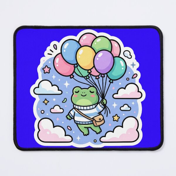 Item preview, Dreamy Balloon Frog – Cute Floating Sky Cartoon Aesthetic designed and sold by ArtsyExplorer.