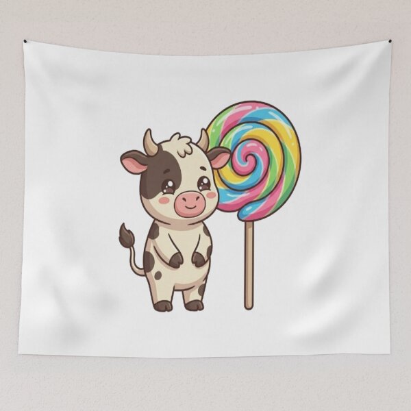 Item preview, Cute Cow With Colorful Lollipop designed and sold by Ella_Sketch.