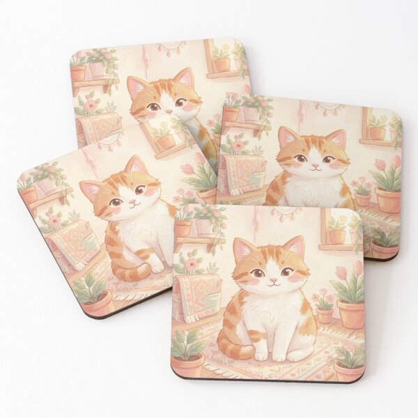 Item preview, Cute Kawaii Orange Cat in Aesthetic Plant Room designed and sold by SoftAuraStudi0.