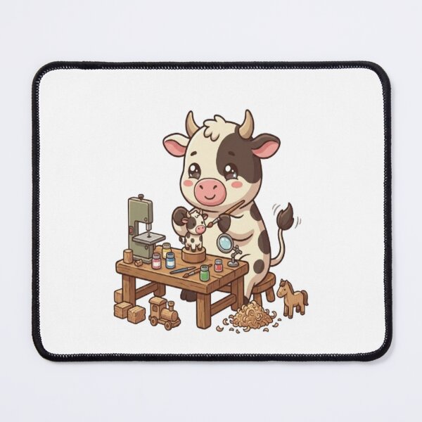 Item preview, Cute Cow Making Wooden Toys designed and sold by Ella_Sketch.