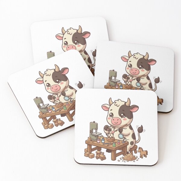 Item preview, Cute Cow Making Wooden Toys designed and sold by Ella_Sketch.