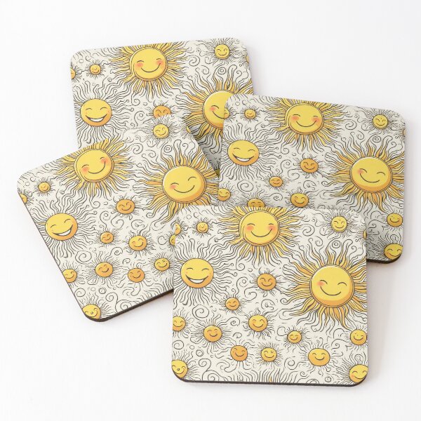 Item preview, Cheerful Smiling Suns Whimsical Doodle Pattern designed and sold by pinkal.