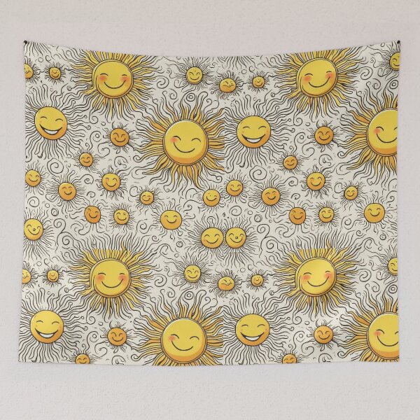 Item preview, Cheerful Smiling Suns Whimsical Doodle Pattern designed and sold by pinkal.