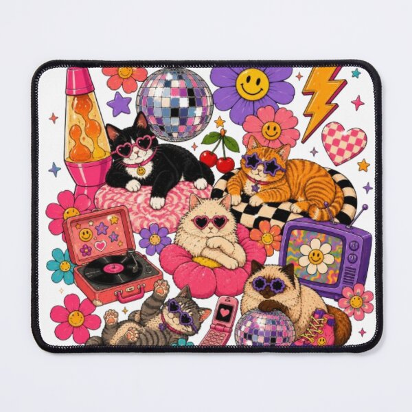 Item preview, Groovy Vintage Disco Ball Flip Phone Cats designed and sold by JediKittenWars.
