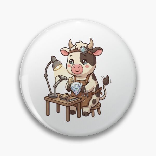 Item preview, Cute Cow Jeweler Polishing Diamond designed and sold by Ella_Sketch.