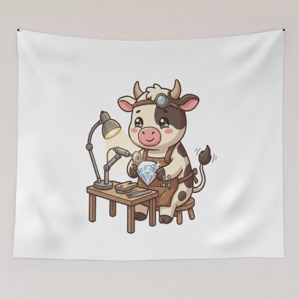 Item preview, Cute Cow Jeweler Polishing Diamond designed and sold by Ella_Sketch.