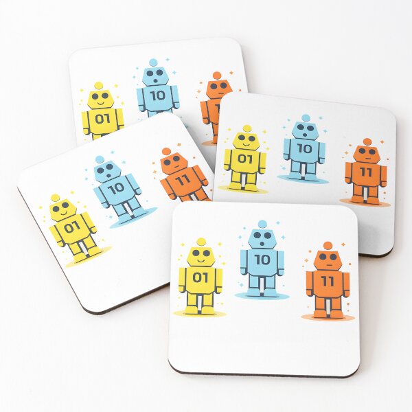 Item preview, Cute Binary Robots 01 10 11 – Minimal Nerdy Robotics Design designed and sold by Mahmoud Salah.