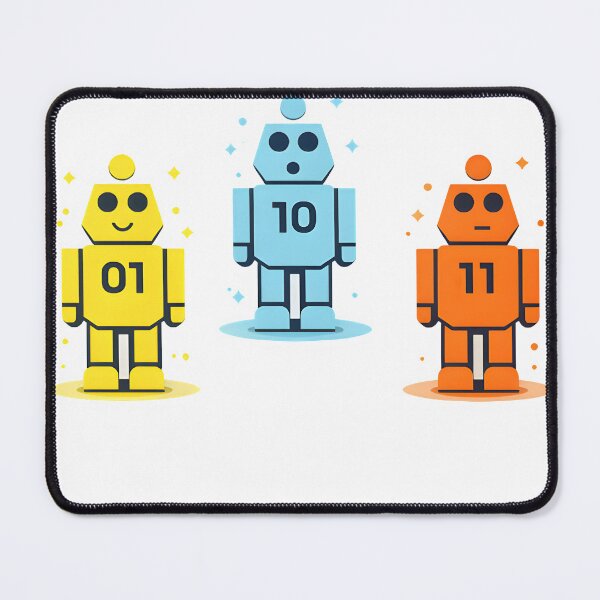 Item preview, Cute Binary Robots 01 10 11 – Minimal Nerdy Robotics Design designed and sold by Mahmoud Salah.