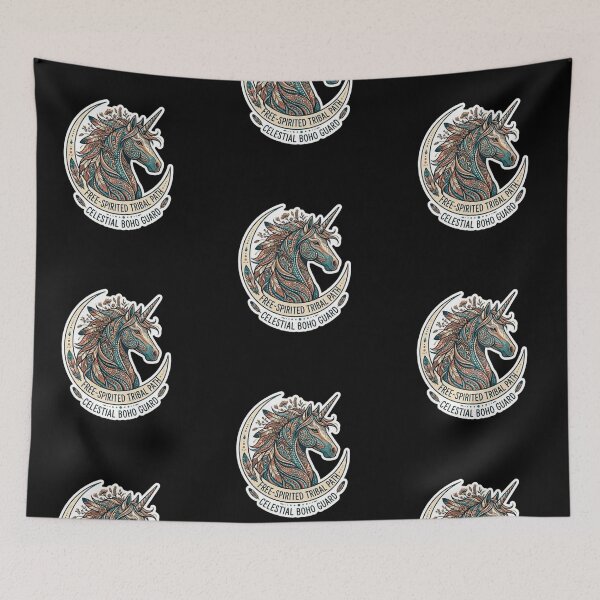 Item preview, Mystic Celestial Unicorn Boho Floral Art designed and sold by Fatomfatom.