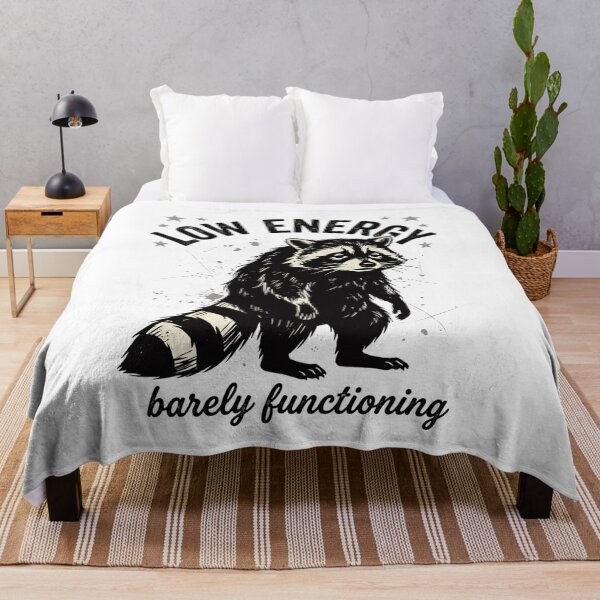 Item preview, Low Energy Raccoon Barely Functioning Funny Quote Design, Cute Burnout Meme Gift Graphic Tee designed and sold by AsturShop.
