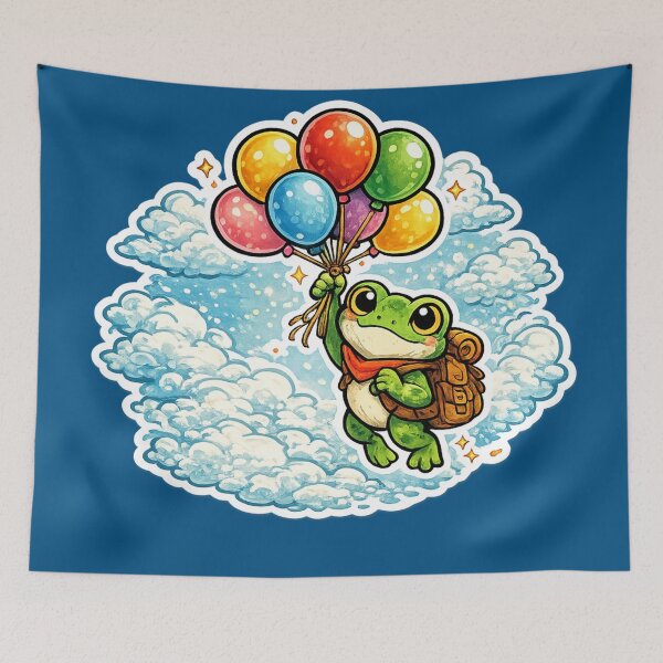 Item preview,  Dreamy colorful Balloon Frog – Cute Floating Sky Cartoon Aesthetic designed and sold by ArtsyExplorer.