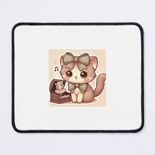 Item preview, Vintage Kitten Music Box Sticker | Vintage Kitten Wearing Bow Sticker designed and sold by PastelPawsArt.
