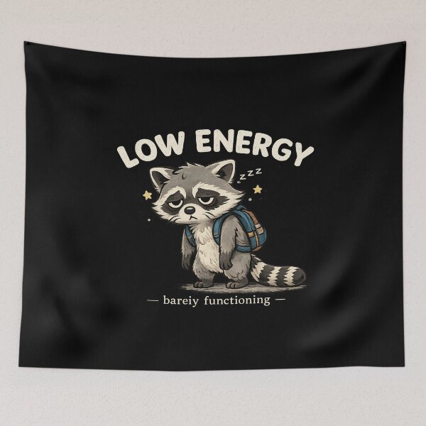 Item preview, Low Energy Raccoon Barely Functioning Funny Quote Design, Cute Burnout Meme Gift Graphic Tee designed and sold by AsturShop.