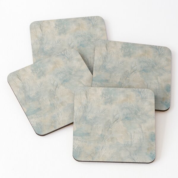 Item preview, Faded Coral and Seaweed Linen Textile Pattern designed and sold by frumixart.