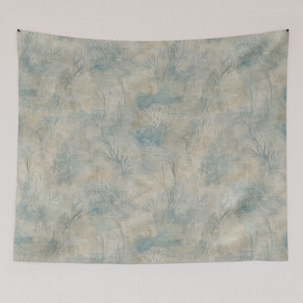 Item preview, Faded Coral and Seaweed Linen Textile Pattern designed and sold by frumixart.