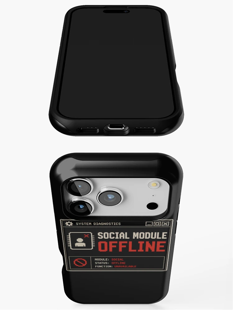 Thumbnail 3 of 4, iPhone Case, Social Module Offline – Retro System Status Humor Design designed and sold by Mad Factory Designs.
