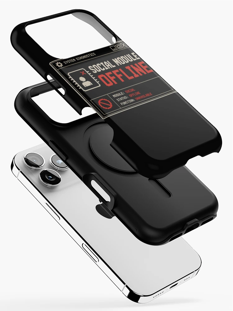 Thumbnail 2 of 4, iPhone Case, Social Module Offline – Retro System Status Humor Design designed and sold by Mad Factory Designs.