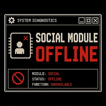 Artwork thumbnail, Social Module Offline – Retro System Status Humor Design by Mad Factory Designs