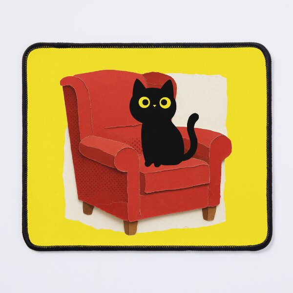 Item preview, Black Cat on a Red Armchair designed and sold by Chameleon by Ewa .
