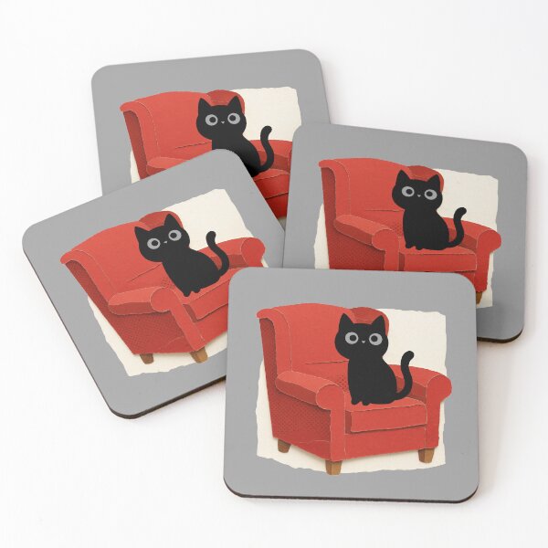 Item preview, Black Cat on a Red Armchair designed and sold by Chameleon by Ewa .