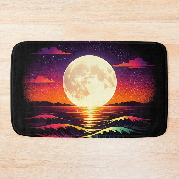 Item preview, Neon Moon Ocean Waves – Aesthetic Sunset Night Sky Vaporwave Art designed and sold by MartBook.
