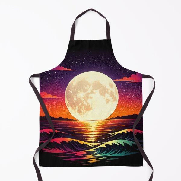 Item preview, Neon Moon Ocean Waves – Aesthetic Sunset Night Sky Vaporwave Art designed and sold by MartBook.