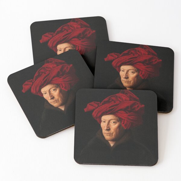 Item preview, Man in a Turbin by Jan van Eyck - Renaissance Oil Portrait Red Turban Wall Art for Classical Art Lovers designed and sold by RickE.
