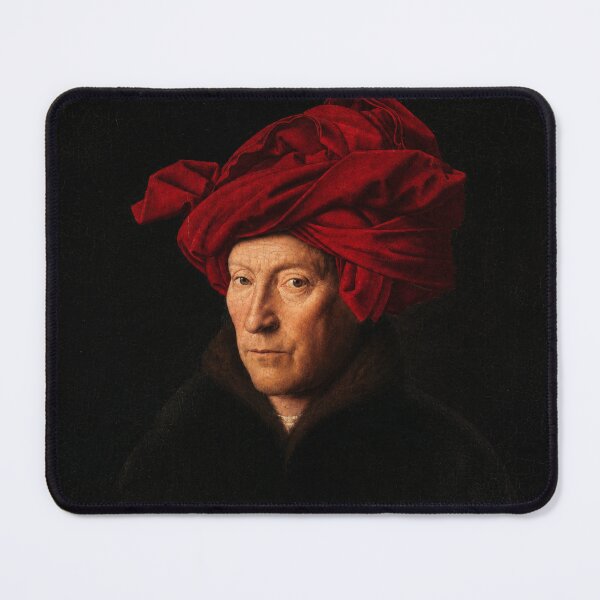 Item preview, Man in a Turbin by Jan van Eyck - Renaissance Oil Portrait Red Turban Wall Art for Classical Art Lovers designed and sold by RickE.