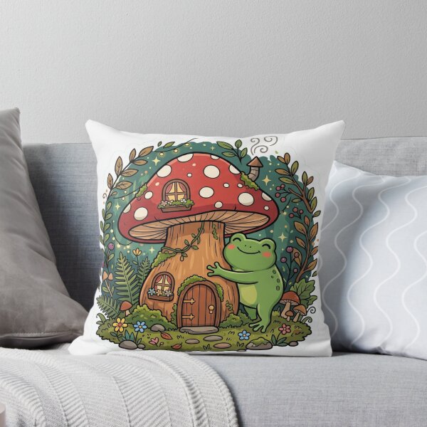 Item preview, Fairy Tale Frog Hugging Mushroom House – Cozy Forest Cartoon Aesthetic designed and sold by ArtsyExplorer.