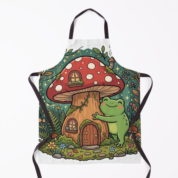 Item preview, Fairy Tale Frog Hugging Mushroom House – Cozy Forest Cartoon Aesthetic designed and sold by ArtsyExplorer.