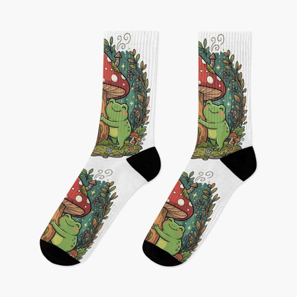 Item preview, Fairy Tale Frog Hugging Mushroom House – Cozy Forest Cartoon Aesthetic designed and sold by ArtsyExplorer.