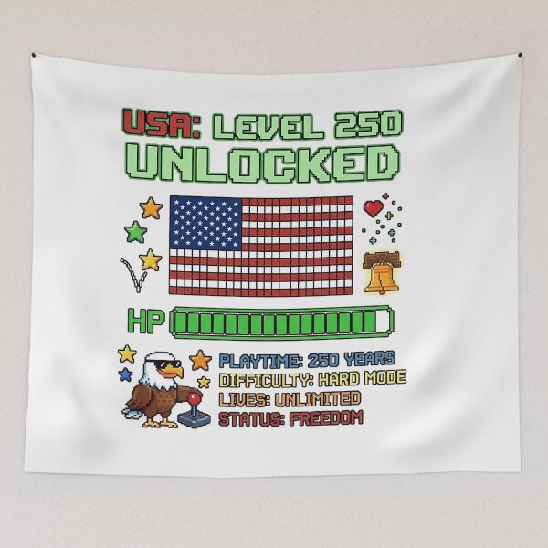 Item preview, USA Level 250 Unlocked Retro Pixel Art Gaming designed and sold by rygenr8.