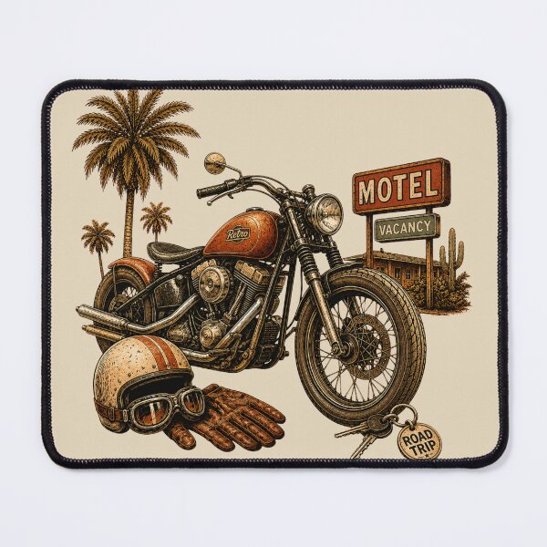 Item preview, Retro Motorcycle Road Trip Vintage Motel Vibes designed and sold by BeaVibes.