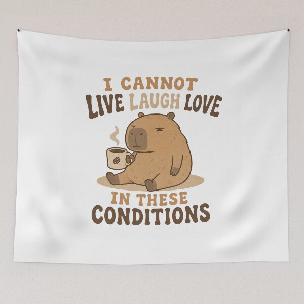 Item preview, Emotionally Exhausted Capybara Coffee Meme designed and sold by AMICO77.