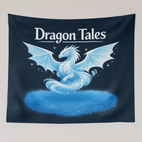 Item preview, Dragon Tales Logo — Ethereal Blue Galaxy Dragon Design designed and sold by Yasmine Mohammed.
