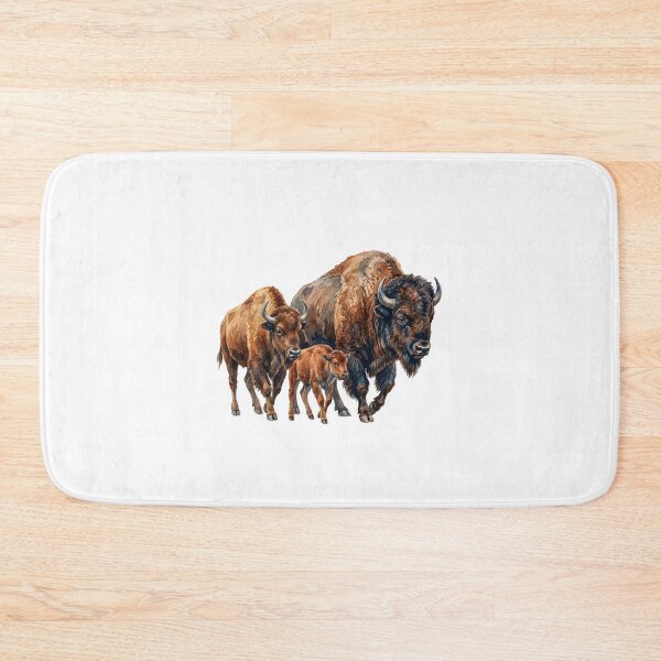 Item preview, Family American Buffalo Bison Watercolor Painting  designed and sold by SOUFIANE1991.