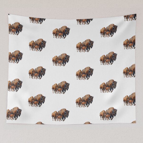 Item preview, Family American Buffalo Bison Watercolor Painting  designed and sold by SOUFIANE1991.