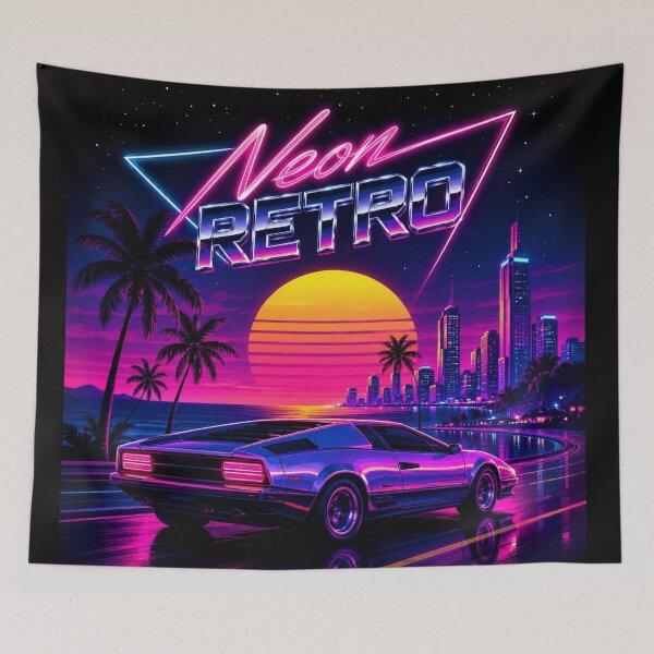 Item preview, Neon Retro Sunset Car – Vaporwave City Synthwave Night Aesthetic designed and sold by MartBook.