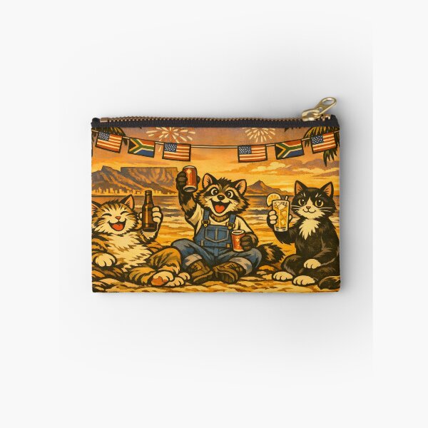 Item preview, 4th of July Sunset Toast Cat Woodblock Sticker designed and sold by Tijger Cats.