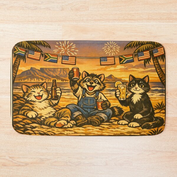 Item preview, 4th of July Sunset Toast Cat Woodblock Sticker designed and sold by Tijger Cats.
