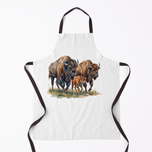 Item preview, Family American Buffalo Bison Watercolor Painting designed and sold by SOUFIANE1991.