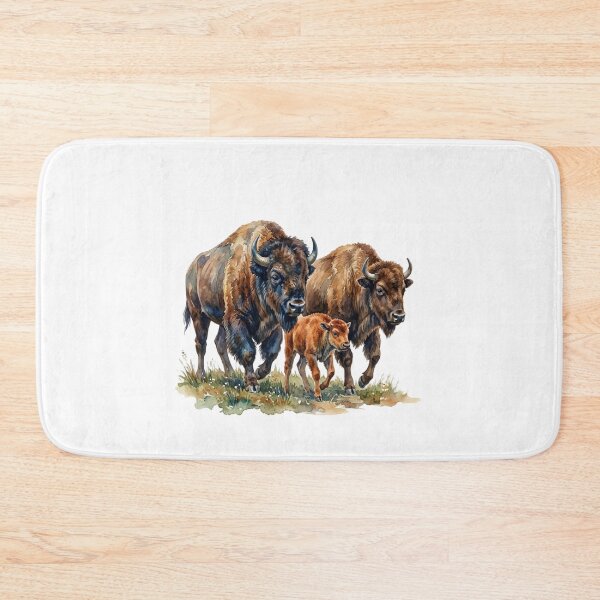 Item preview, Family American Buffalo Bison Watercolor Painting  designed and sold by SOUFIANE1991.