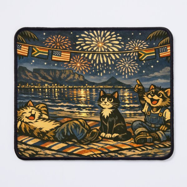 Item preview, 4th of July Fireworks Beach Watch Cat Sticker designed and sold by Tijger Cats.