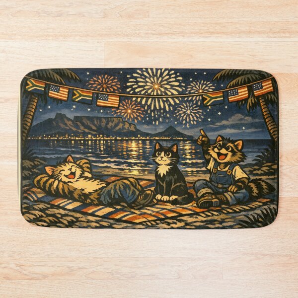 Item preview, 4th of July Fireworks Beach Watch Cat Sticker designed and sold by Tijger Cats.