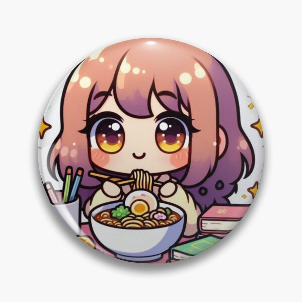 Item preview, Anime Girl Eating Ramen Studying Sticker | Kawaii Study Ramen Sticker designed and sold by PastelPawsArt.